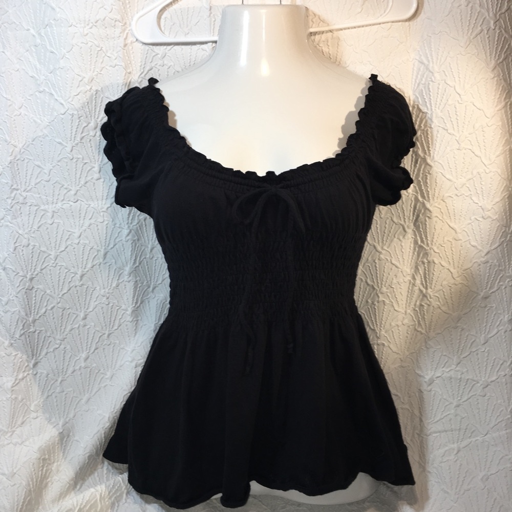 Black Cotton Wench Blouse, Chemise or Top